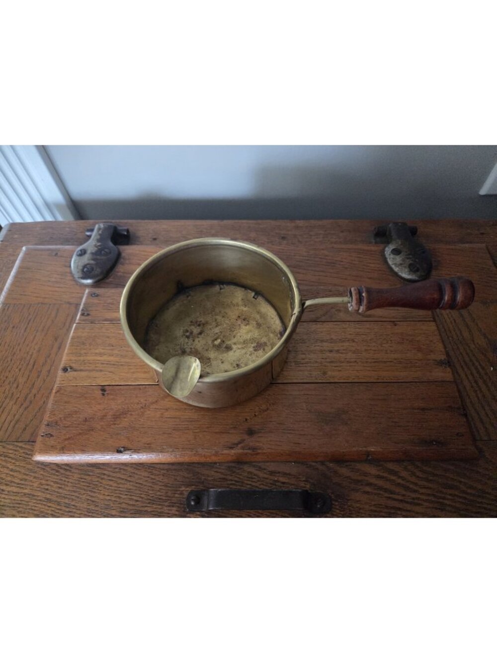 Vintage Copper brass pan wooden handle Ashtray
